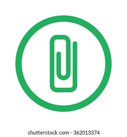 Flat green Paper Clip icon and green circle