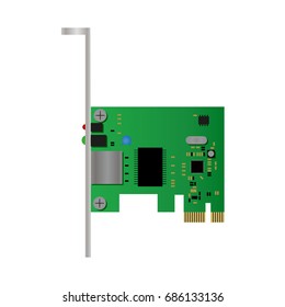 Flat green pci network card for computer