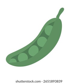 Vagem de ervilha verde plana embalado com ervilhas redondas, perfeito para ícones de agricultura, projetos com tema de jardim ou ilustrações de vegetais educativas.