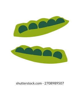 Ilustração de vetor ervilhas verdes planas isolada sobre fundo branco