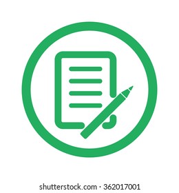 Flat green Pen And Paper icon and green circle