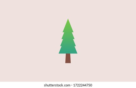 Flat green pine vector. Pine icon with green gradient color.