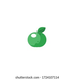 Flat green plums, greengage vector illustration, isolated on white background