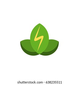 Flat Green Power Element. Vector Illustration Of Flat Eco Energy Isolated On Clean Background. Can Be Used As Eco, Energy And Power Symbols.