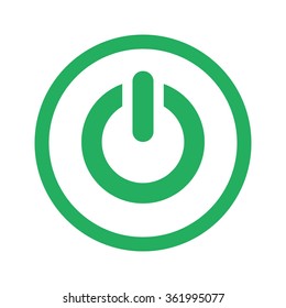 Flat green Power icon and green circle