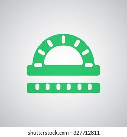 Flat green Protractor Ruler icon 