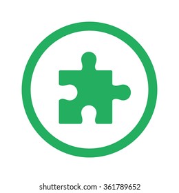 Flat green Puzzle icon and green circle