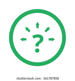 Flat green Question Mark Arrows icon and green circle
