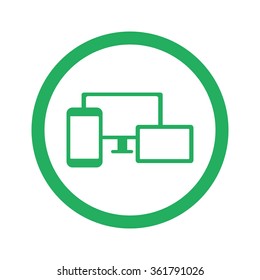 Flat green Responsive Media Design icon and green circle