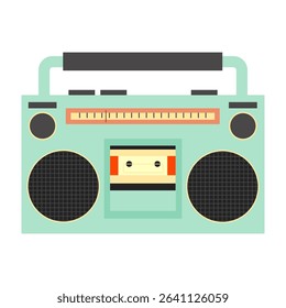 Flat Green retro boombox Vector icon and Illustration