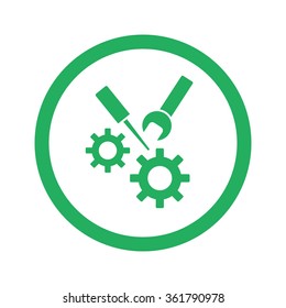 Flat green Service icon and green circle