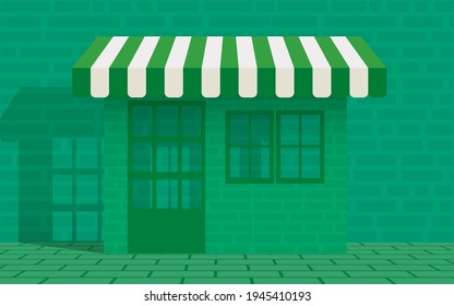 flat green shop on the green green wall