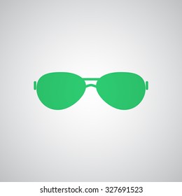 Flat green Sunglasses icon 