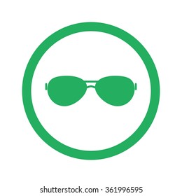 Flat green Sunglasses icon and green circle