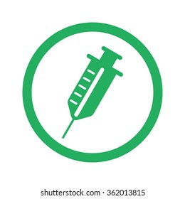 Flat green Syringe icon and green circle