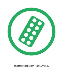 Flat green Tablet Strip icon and green circle