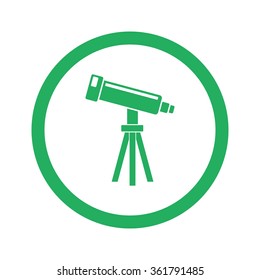 Flat green Telescope icon and green circle