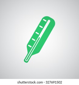 Flat green Thermometer icon 