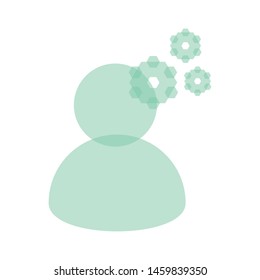 Flat green transparent circle, semicircle and hexagon line icon vector, hard skill resume sign. 