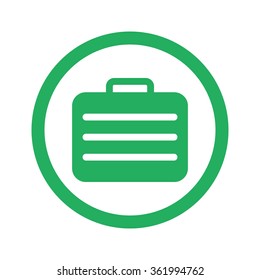 Flat green Travel Case icon and green circle