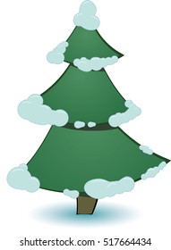 flat green tree on a white background
