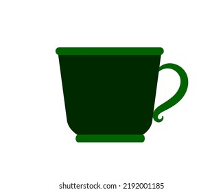 Flat green vector icon. Coffee mug.