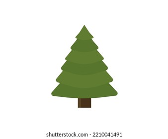 Flat green vector scon - fir-tree (pine). Park. Forest