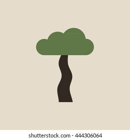 Flat green vector tree sign object.