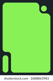 Flat Green Web Window Frame with Rounded Corners. Simple Green UI Frame for App or Web Interface