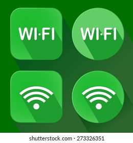 Flat green WiFi icon