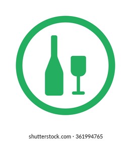 Flat green Wine icon and green circle