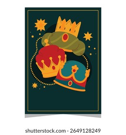 cartões de saudação planos coleção reyes magos vetor design