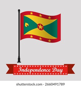 Día De La Independencia De Granada Con La Bandera Ondeando