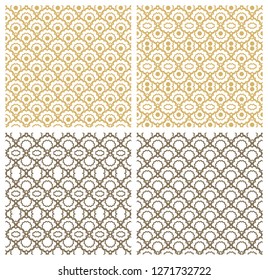 Flat grid seamless pattern vector set.