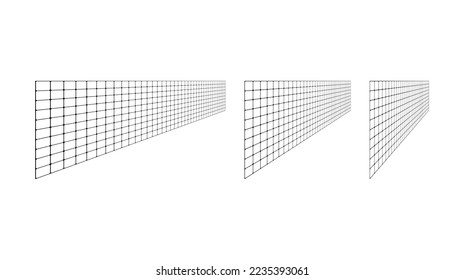 Flat grid surface set. Rectangle vertical plane in different perspective. Different angles design elements collection. Vector