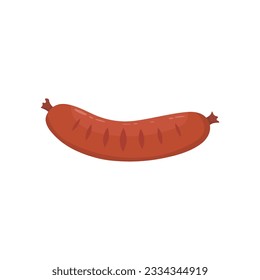 Flat grilled sausage vector illustration on white background