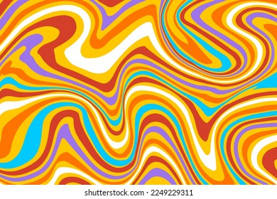 Flat groovy psychedelic background with colorful design