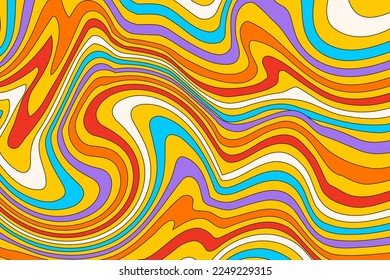 Flat groovy psychedelic background with colorful design