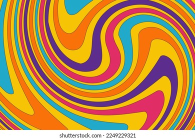 Flat groovy psychedelic background with colorful design