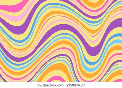 Flat groovy, psychedelischer Hintergrund mit buntem Design