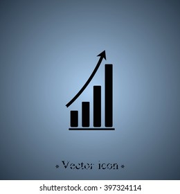Flat growing graph icon.