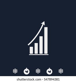 Flat growing graph icon.