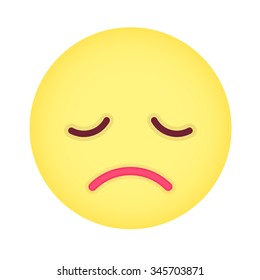 Flat grumpy emoticon. Isolated vector illustration on white background