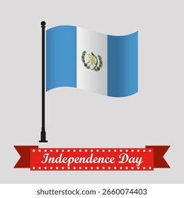 Flat Guatemala Independence Day With Waving Flag