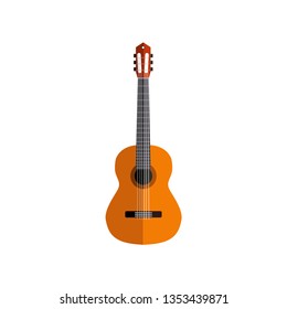 Flat guitar drawing isolated on white background.String musical instruments. Vector illustration - Vector