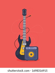 Flat Guitar. Vector Illustration. Musical Instrument Flat 