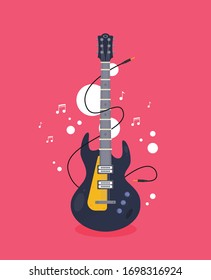 Flat Guitar. Vector Illustration. Musical Instrument Flat 