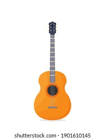 Flat Guitar. Vector Illustration. Musical Instrument Flat 