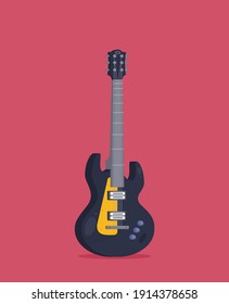 Flat Guitar. Vector Illustration. Musical Instrument Flat 