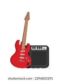 Flat Guitar. Vector Illustration. Musical Instrument Flat 